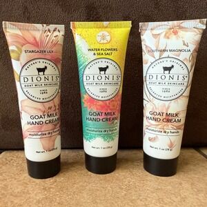 Dionis Goat Milk Hand Cream 1 oz Set of 3 Lily Water‎ Flowers Magnolia Sealed